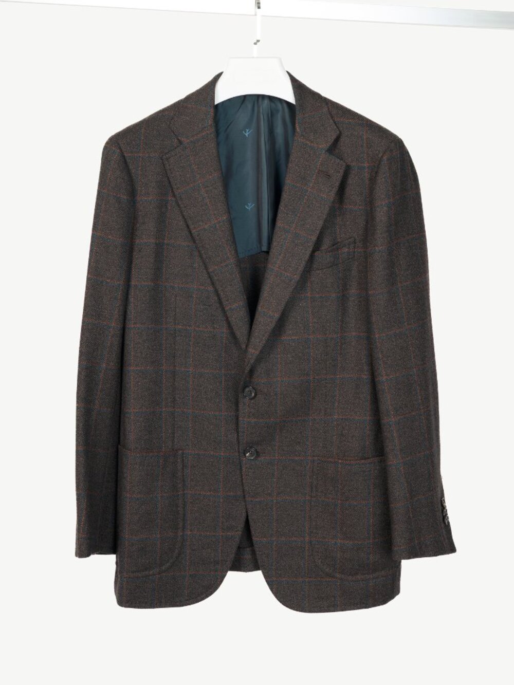 Isaia Dustin Brown Check Wool-Flannel Blazer